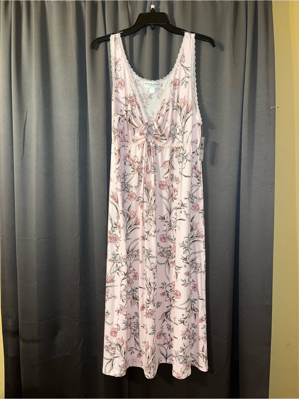 Miss Elaine Floral Lace-Trim Sleep Chemise Nightgown - Pink